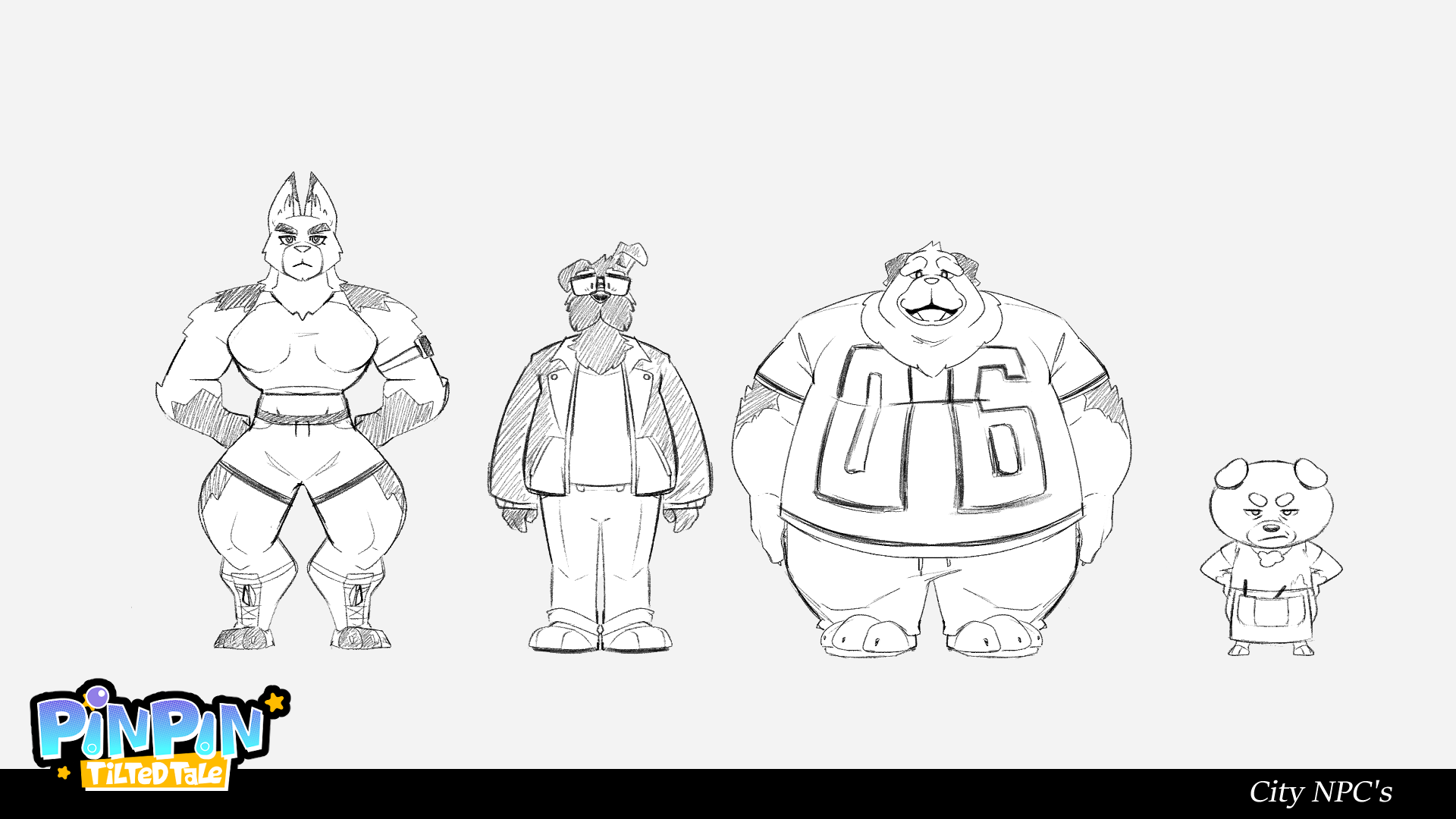 An assortment of dog NPC concepts for Pin City (woof!)