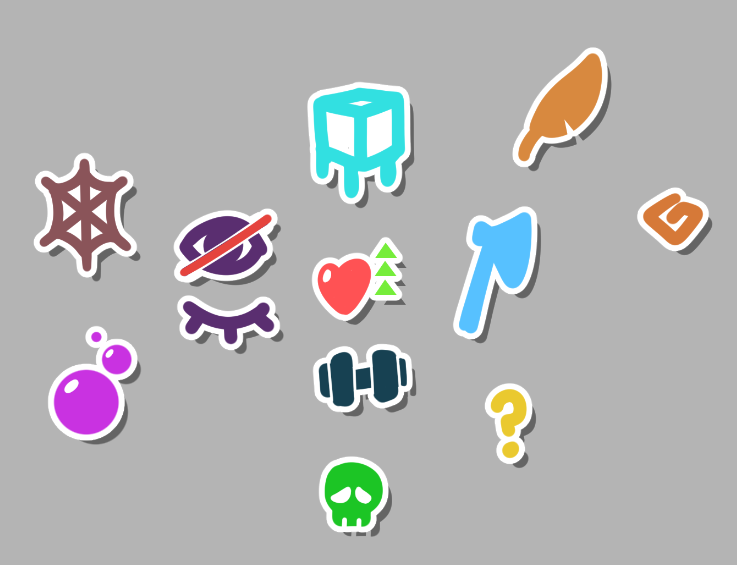 Protoype iconography for different status effects