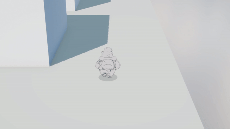 Our small bear hero walking around a barren world
